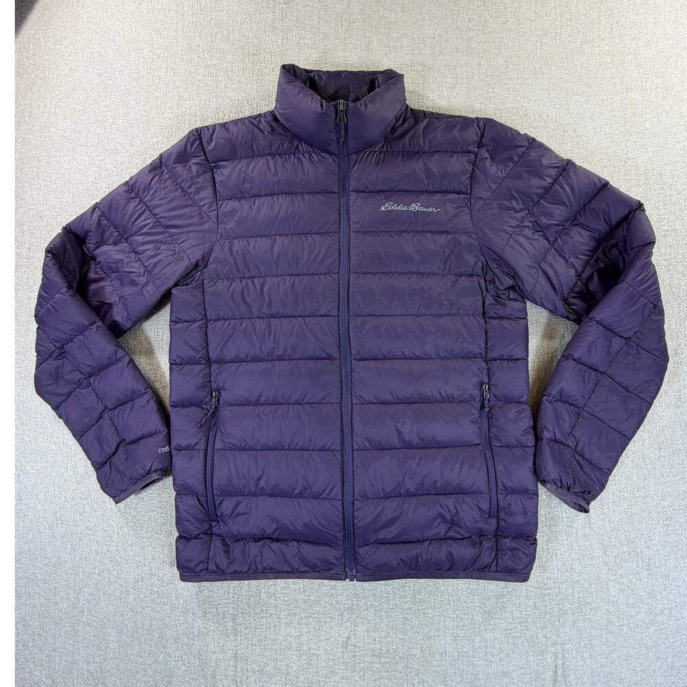 Eddie Bauer Men's Small Purple 80% Down Full Zip Long Sleeve Puffer Jacket Coat